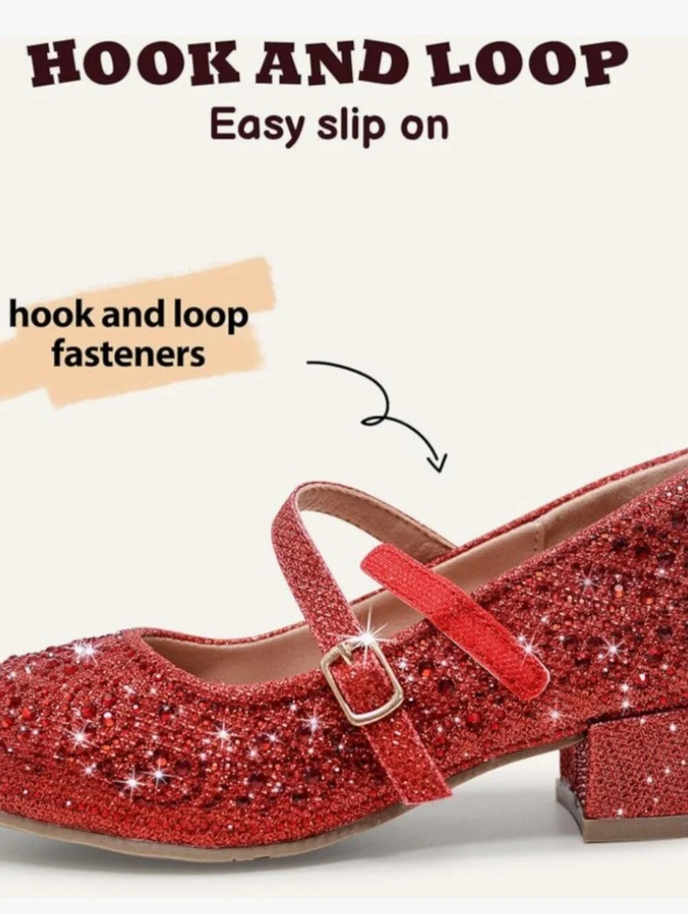 Girls Sparkle Mary Jane Wizard Of Oz Dorothy Inspired Dress Shoes - Red